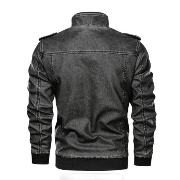 Retro PU Leather Men's Jacket With Velvet Inside