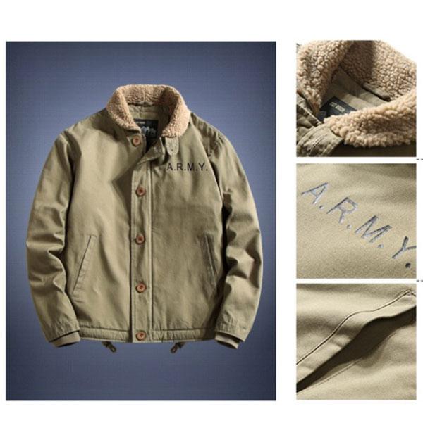 Men's Artificial Lamb Cashmere Inner Army Letter Jacket