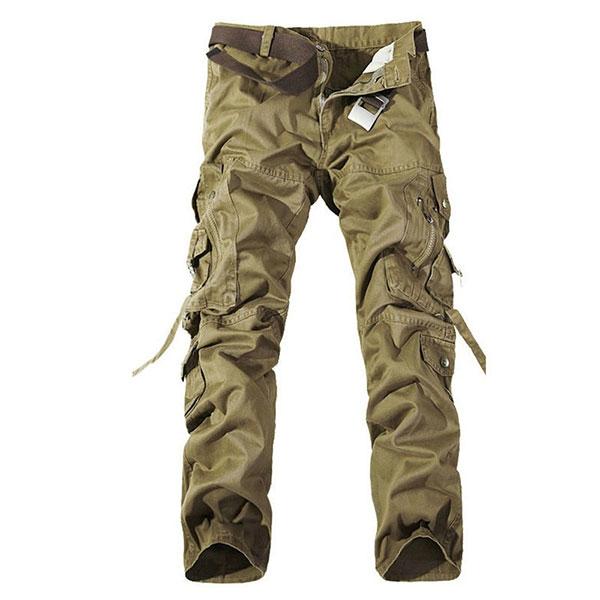 Fashion Multi-Pocket Solid Mens Cargo Pants Size 28-40