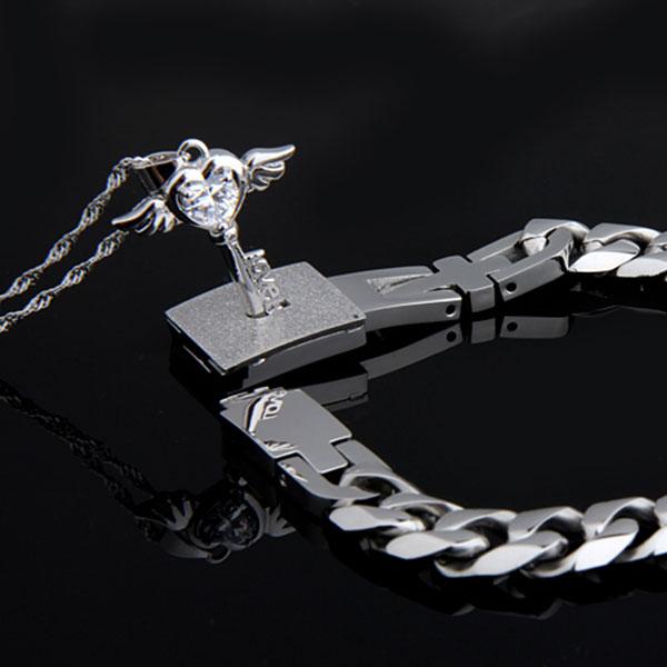 Meaningful Lock and Key Necklace and Bracelet For Couples