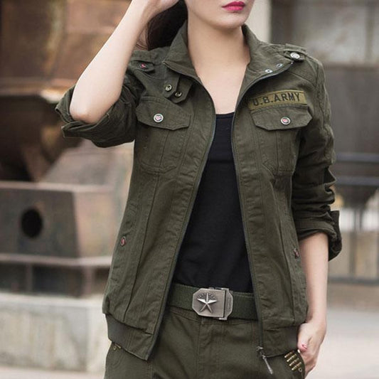 Army Style Women Fashion 100% Cotton Coat