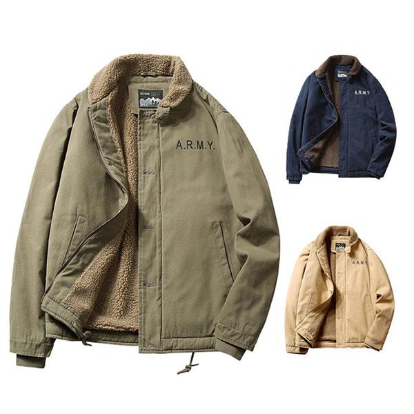 Men's Artificial Lamb Cashmere Inner Army Letter Jacket