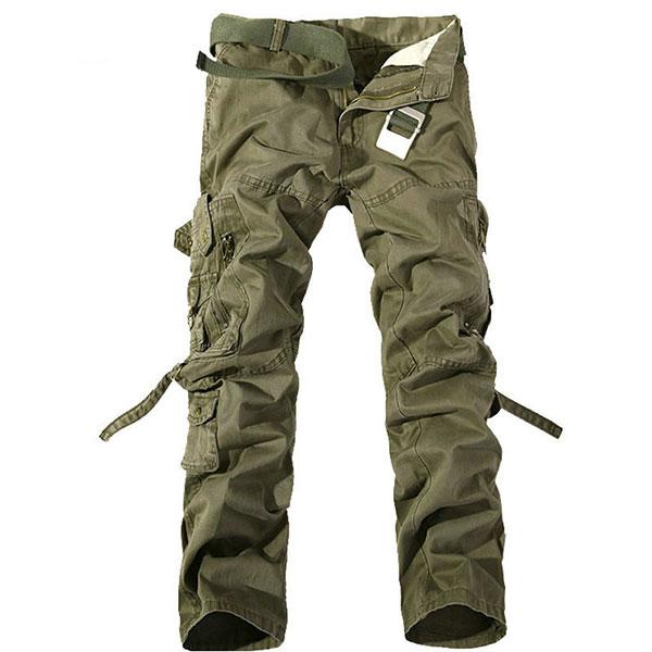 Fashion Multi-Pocket Solid Mens Cargo Pants Size 28-40