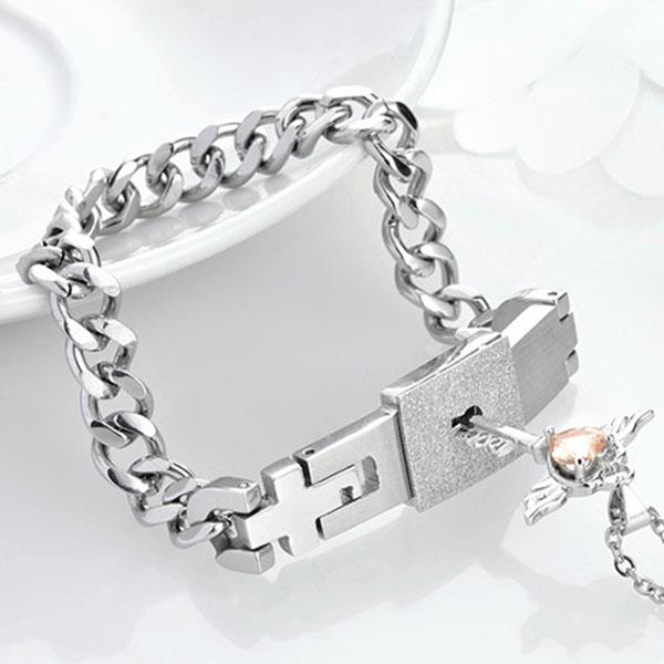 Meaningful Lock and Key Necklace and Bracelet For Couples