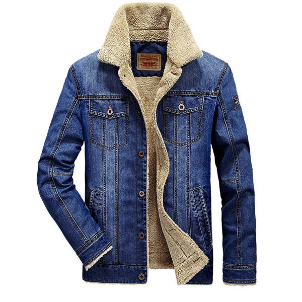 High Quality Men's Denim Jacket With Velvet Inside