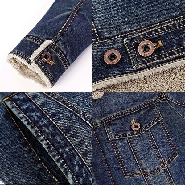 High Quality Men's Denim Jacket With Velvet Inside