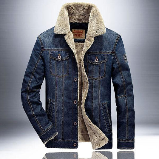 High Quality Men's Denim Jacket With Velvet Inside