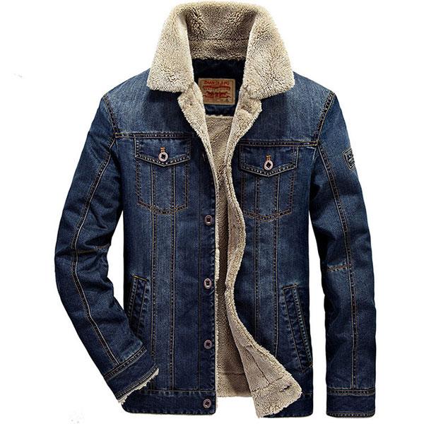 High Quality Men's Denim Jacket With Velvet Inside