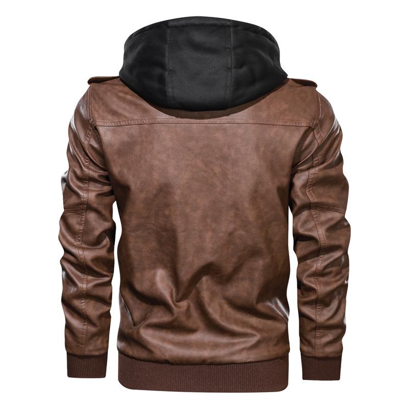 Classic Daily Wear Men's PU Jacket EU SIZE With Romovable Hat