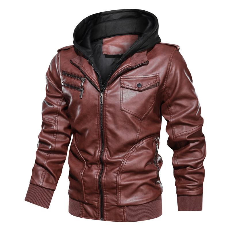 Classic Daily Wear Men's PU Jacket EU SIZE With Romovable Hat