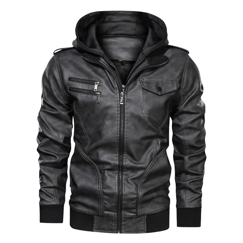 Classic Daily Wear Men's PU Jacket EU SIZE With Romovable Hat