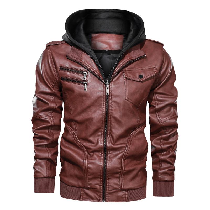 Classic Daily Wear Men's PU Jacket EU SIZE With Romovable Hat