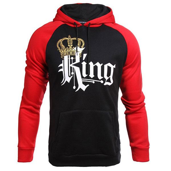 Red Sleeve King Queen Couple Hoodie