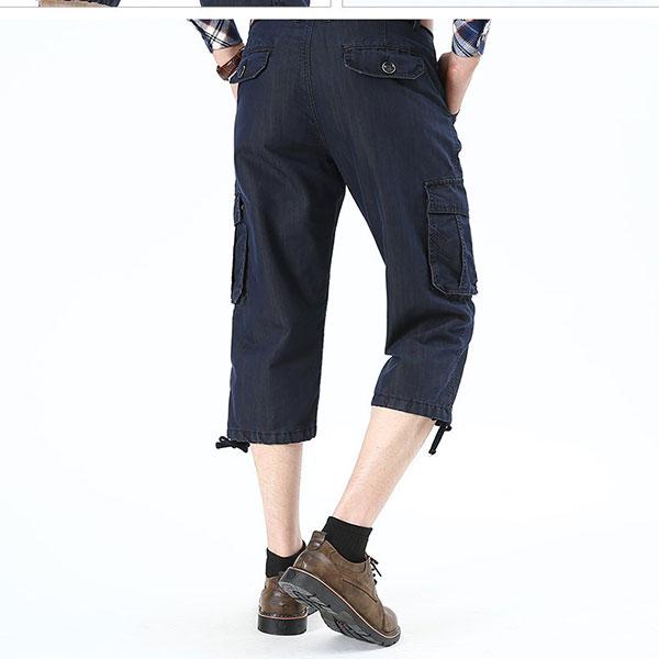 Side Pockets 100% Cotton Men's Long Short Pant