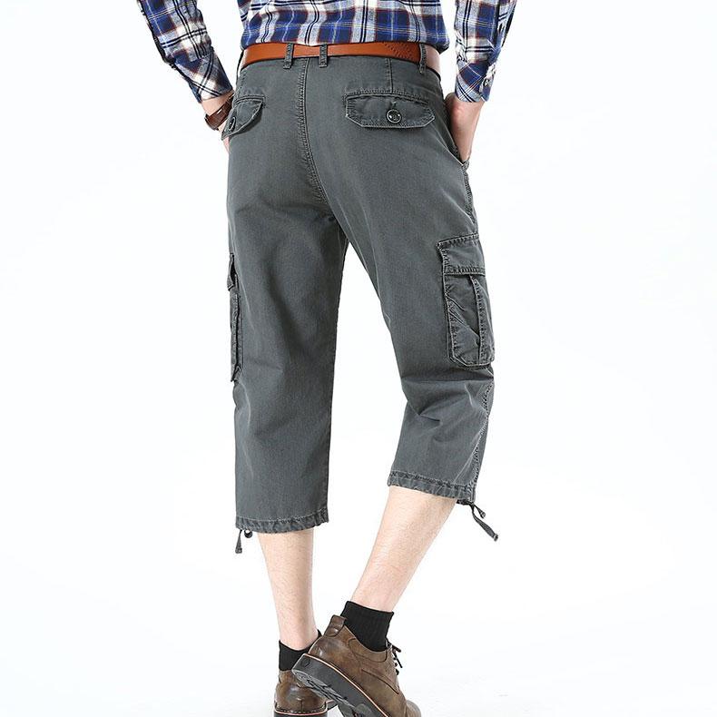 Side Pockets 100% Cotton Men's Long Short Pant