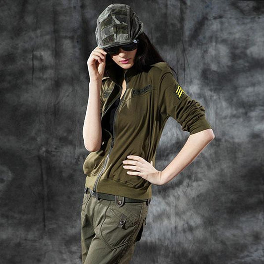 Army Style Women T-Shirt Coat