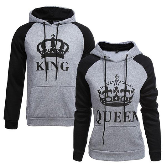 Gray Color King Queen Couple Hoodies