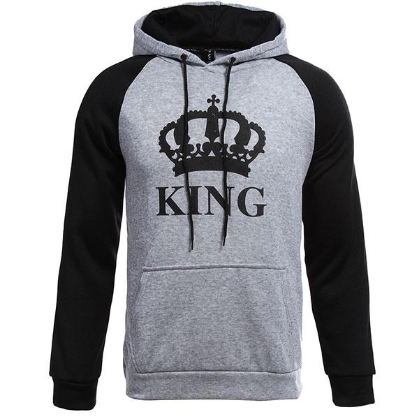 Gray Color King Queen Couple Hoodies