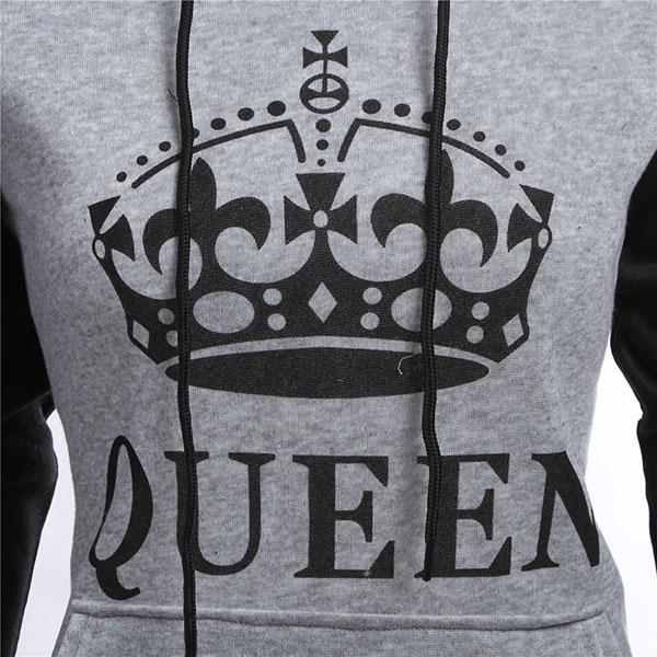 Gray Color King Queen Couple Hoodies