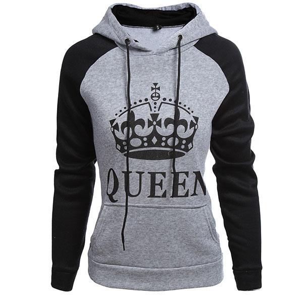 Gray Color King Queen Couple Hoodies