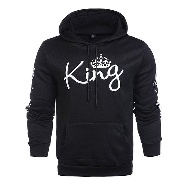 Solid Black King Queen Couple Hoodies