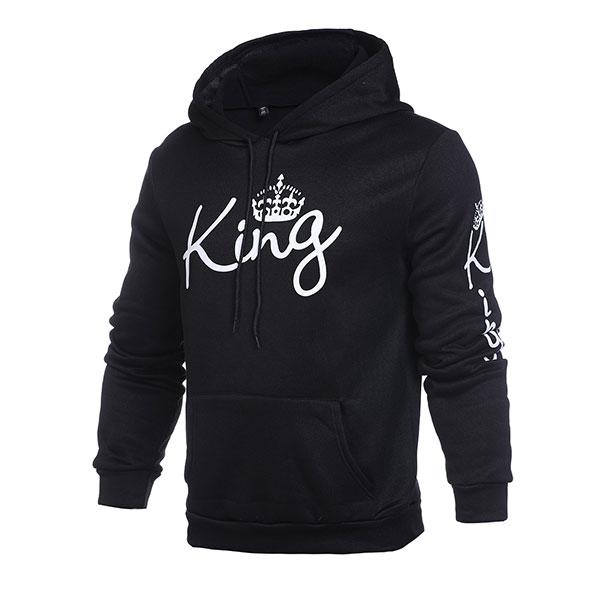 Solid Black King Queen Couple Hoodies