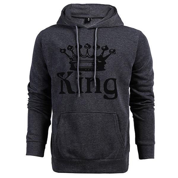 Gray King Queen Couple Hoodies