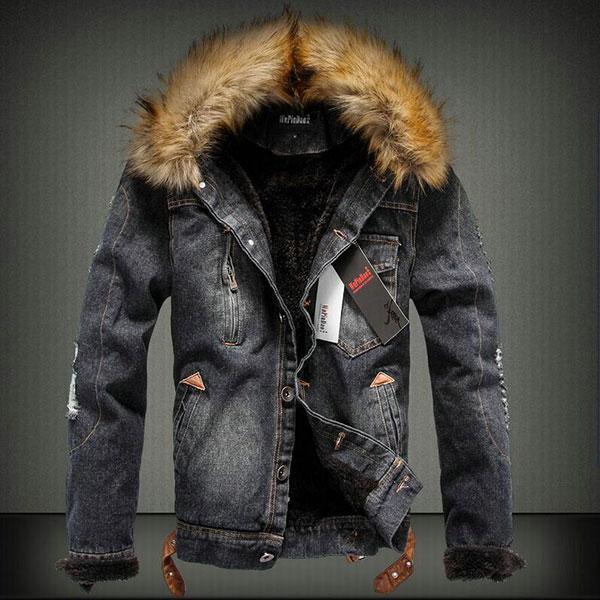 Handsome Autumn Winter Wear Thicken Denim Jacket Large Size Available