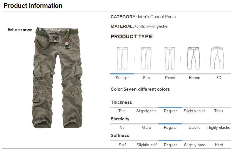 High Quality Men's Cargo Pants Casual Loose Multi Pocket