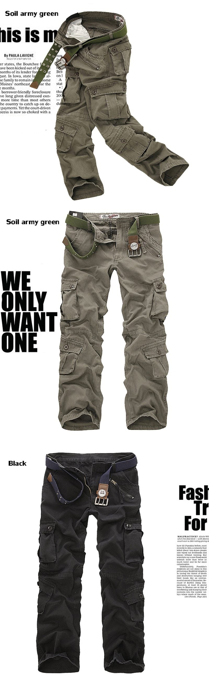 High Quality Men's Cargo Pants Casual Loose Multi Pocket