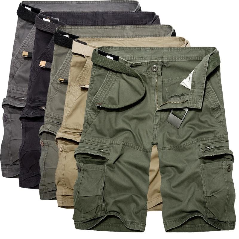 Men Military Cargo Shorts Summer Cotton Shorts Loose Multi-Pocket